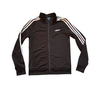 Adidas Track Jacket Men’s Small Black White 3 Stripes Full Zip Training Top